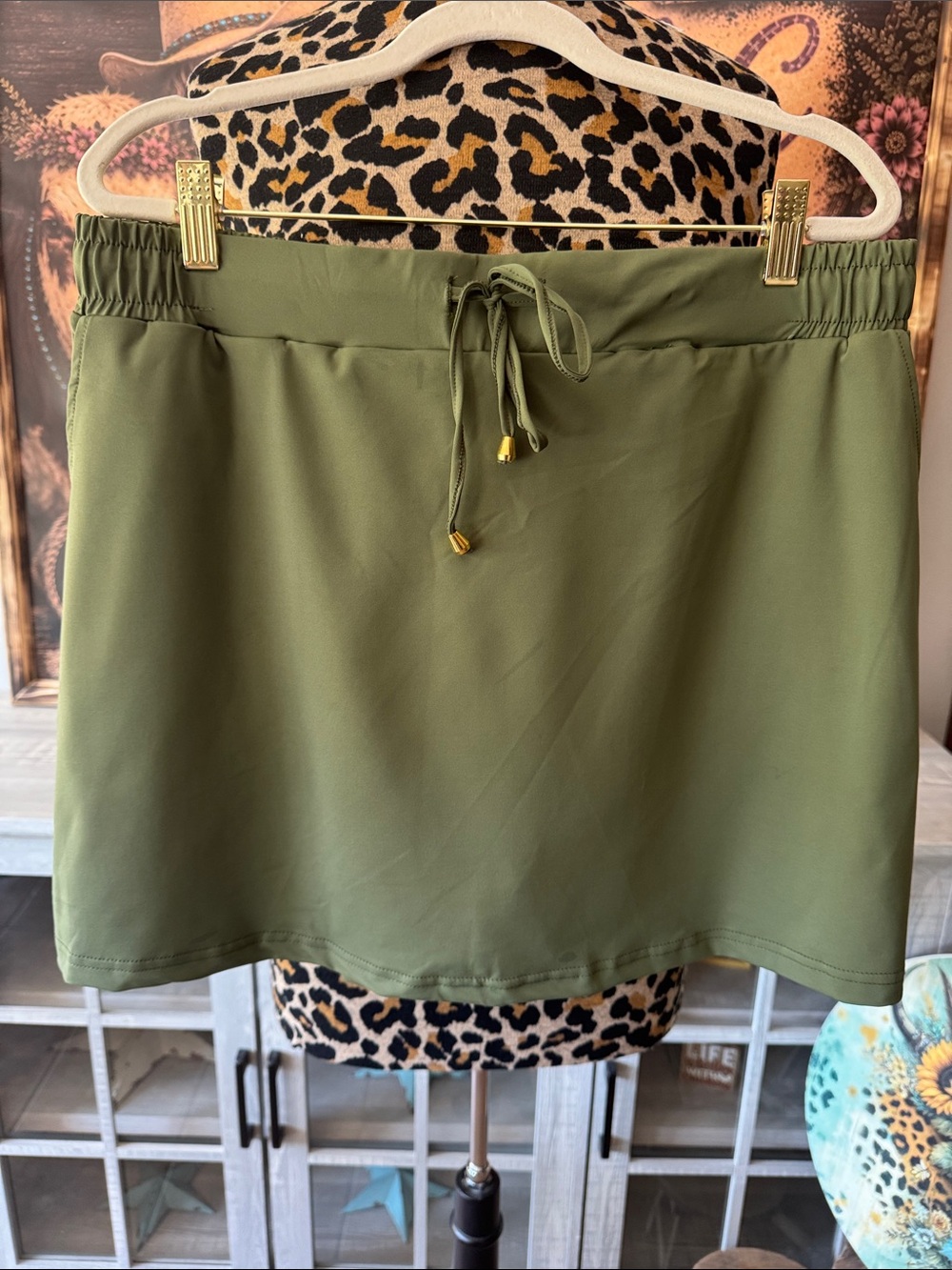 NWT JESS LEA Army Green Pull-On SKORT Women's Size 2XL